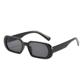 Retro rectangle thick frame sunglasses with dark lenses in glossy black finish - Bright Black Frame Grey Lens