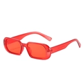 Retro red oval jelly sunglasses for women with transparent fashion frames in 45-degree view - Red Frame Red Lens