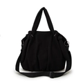 Bolso hobo de pana negra a la moda con correa ajustable y detalles plisados - Estilo de Pana (6153-花mz) / Negro
