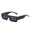 Classic black square frame sunglasses with wide temples and dark grey lenses for a retro look - Black Frame Grey Lens