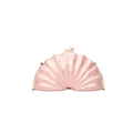 Pink shell-shaped evening clutch bag with pearl clasp and gold chain strap - Pink