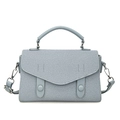 Light blue denim texture tote bag with silver hardware and adjustable strap - Blue