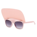 Gafas de sol con visera abatible rosa y lentes degradadas para mujer estilo de playa - Marco Rosa Gris Degradado (Sombrero Rosa)
