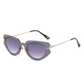 Cat eye sunglasses with grey geometric frames and purple gradient lenses on white background - Ready Stock / Regular (Includes 13% VAT) Gold Frame with Gradient Grey Lenses