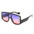 Oversized square sunglasses with black frame, purple gradient lenses and gold rivets - Black Frame Purple Pink Lens
