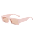 Minimalist square sunglasses with pink frame and translucent tea-pink lenses - Pink Frame Light Tea Lens