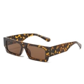Retro tortoise shell square sunglasses with tinted brown lenses in a flat top frame - Leopard Frame / Tea Lens