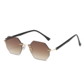 Lunettes de soleil hexagonales sans monture avec verres dégradés bruns et métal doré - Monture Dorée Verres Ambrés Dégradés