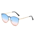 Cat eye zonnebril met goudkleurige metalen pootjes en blauw-roze gradiënt lenzen - Gouden Frame Gradiënt Blauw Roze Lens