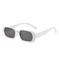 Lunettes de soleil rectangulaires rétro monture blanche et verres foncés tendance - Monture Blanche Verres Gris