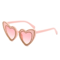 Occhiali da sole a cuore rosa con strass brillanti e lenti sfumate di tendenza moda - Montatura Rosa Lenti Sfumate Rosa