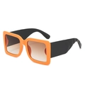 Fashionable square frame sunglasses featuring a vibrant orange front and sleek black temples - Orange Frame Tea Lens