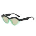 Cat eye sunglasses featuring two-tone black and transparent green frames with wave temples - Black Green Frame Green Lens