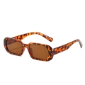 Retro leopard print rectangle sunglasses with brown lenses and wide temples - Leopard Frame / Tea Lens