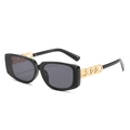 Fashion rectangular sunglasses with black frames and gold chain detail on the temples - Ready Stock / Regular (including 13% special ticket) black frame gray film