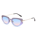Cat eye sunglasses with gold metal frame and purple to blue gradient lenses - Gold Frame Gradient Blue Pink Lens