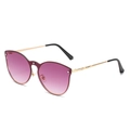 Cat eye sunglasses with purple gradient lenses and gold metal frames featuring geometric patterns - Ready Stock / Standard Gold Frame Purple-Grey Lenses