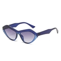 Cat eye sunglasses with blue translucent geometric frame and purple gradient lenses - Blue Frame Gradient Grey Lens
