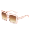 Pink transparent square sunglasses with brown gradient lenses for women fashion - Champagne Frame Double Tea Lens