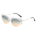 Cat eye sunglasses with orange gradient lenses and transparent polygonal frames - Gold Frame Green Yellow Lens