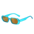 Retro small oval sunglasses with jelly blue frame and amber lenses for women - Blue Frame Tea Lens