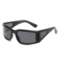 Matte black square cycling sunglasses with wide side shields for outdoor sports - Black Frame Grey Lens