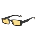 Retro rectangle sunglasses with black thick frames and amber yellow tinted lenses - One Size / Black Frame Yellow Lens