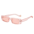 Trendy transparent pink rectangular sunglasses with Y2K vintage style and metal accents - One Size / Pink Frame / Pink Lens
