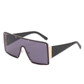 Große quadratische Oversize-Sonnenbrille mit lila Verlaufsgläsern und Nietenverzierung - Goldener Rahmen Graue Gläser