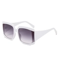 Lunettes de soleil carrées blanches à monture épaisse avec verres dégradés gris foncé - En stock / Monture blanche avec verres gris doubles (incl. 13 % TVA)