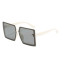 Retro square oversized sunglasses in cream white frame with dark gradient lenses - Creamy White Frame Grey Lens