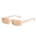 Rectangle square sunglasses with beige plastic frames and light brown tinted lenses - One Size / Beige Frame Light Tea Lens