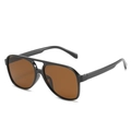 Classic black pilot sunglasses for women with trendy brown lenses and UV400 protection - Regular / Black Frame Tea Lens
