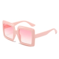 Fashionable large square frame sunglasses with soft pink frames and gradient lenses - Ready Stock / Standard Pink Frame with Double Pink Lenses