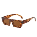 Gafas de sol rectangulares de carey con cristales marrones de estilo retro urbano - Talla única / Montura de Leopardo / Lentes Té