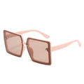 Oversized square sunglasses with light pink matte frame and brown gradient lenses - Pink Frame Tea Lens