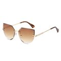 Lunettes de soleil œil de chat sans monture avec verres dégradés marron - Monture Dorée Verres Ambrés Dégradés