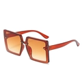Square amber red frame sunglasses with gradient orange lenses and metal rivets - Tea Frame Gradient Tea Lens