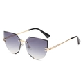 Rimless cat-eye sunglasses with purple gradient geometric lenses and gold metal temples - Gold Frame Gradient Gray Lens