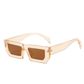 Gafas de sol rectangulares retro con montura ámbar transparente y lentes marrones - Talla única / Montura Champán / Lentes Té