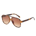Vintage tortoiseshell aviator sunglasses with brown gradient lenses and double bridge - Regular / Leopard Frame Gradient Brown Lens