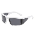 Square wrap-around cycling sunglasses with white frame and integrated side lenses - White Frame Gray Lens
