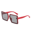 Fashionable oversized square sunglasses with bright red frames and dark grey lenses - Red Frame Dark Grey Lens