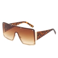 Quadratische Oversize-Sonnenbrille mit braunen Verlaufsgläsern und Reliefbügeln - Leopard-Rahmen Braune Verlaufsgläser