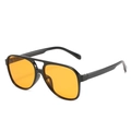 Retro pilot sunglasses with glossy black frame and vibrant orange lenses - Regular / Black Frame Orange Lens
