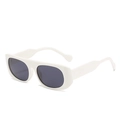 Lunettes de soleil rétro blanches surdimensionnées avec monture plate pour femme - Monture Blanche Verres Gris