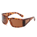 Retro tortoise shell cycling sunglasses with dark brown lenses and side shield view - Leopard Frame / Tea Lens