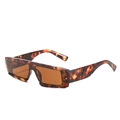 Lunettes de soleil rectangulaires rétro avec monture léopard et verres bruns UV - Monture Léopard Verres Marron