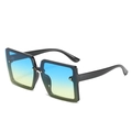 Oversized square sunglasses featuring black frames and blue-yellow gradient lenses - Black Frame / Blue-Yellow Lens