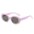 Retro oval sunglasses with lavender purple frame and dark grey protective lenses - Purple Frame Dark Green Lens